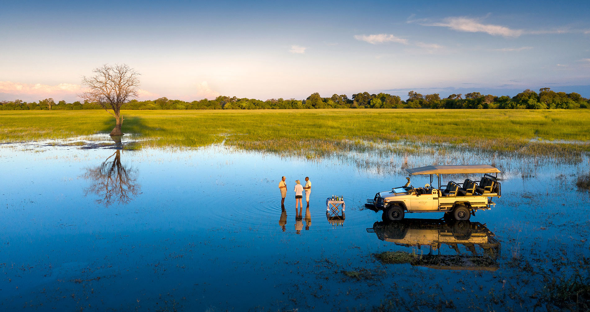 drinks in the flooded delta